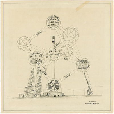 Expo 58
Atomium, interior of spheres and connecting escalators. André & Jean Polak