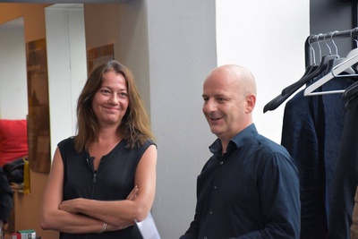 Eröffnung der Ausstellung "Harun Farocki, Antje Ehmann: Arbeitsverhältnisse" im aut mit Antje Ehmann und Arno Ritter.