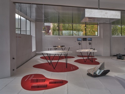 Blick in die Ausstellung "Potenziale 3" mit dem Beitrag "Distinct Territories" des Urban-Landscape Labs