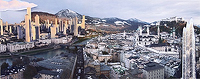 US Stadtentwicklung – Elsa Prochazka - erbe verpflichtet, architectureality, 2014
Collage, Statement zum Call for Papers für die Ausstellung Ungebautes Salzburg